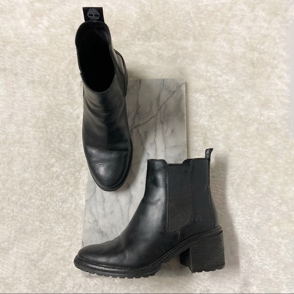 Timberland Shoes - Timberland Sienna High Chelsea Boots Heeled Chunky Heel Black Sz 9.5
